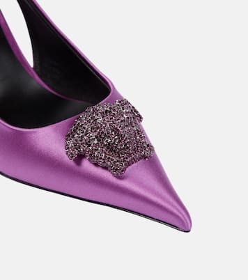 Verzierte Slingback-Pumps La Medusa aus Satin | Versace