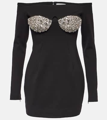 Crystal-embellished off-shoulder minidress | Area