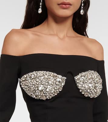 Crystal-embellished off-shoulder minidress | Area