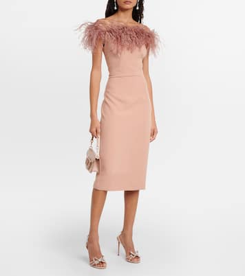 Feather-trimmed midi dress | Safiyaa