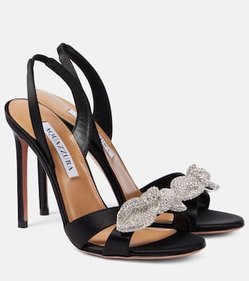 Sandali Very Bow Tie 105 in raso con cristalli | Aquazzura