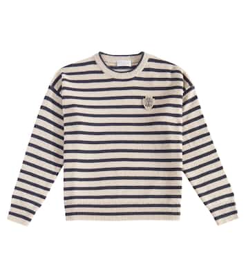 Pullover in cashmere e lana a righe | Brunello Cucinelli Kids