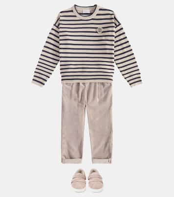 Pullover in cashmere e lana a righe | Brunello Cucinelli Kids