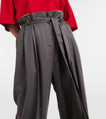 Pantaloni regular Lonan in seta a vita alta | The Row
