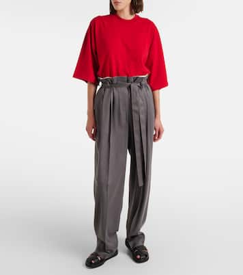 Pantaloni regular Lonan in seta a vita alta | The Row