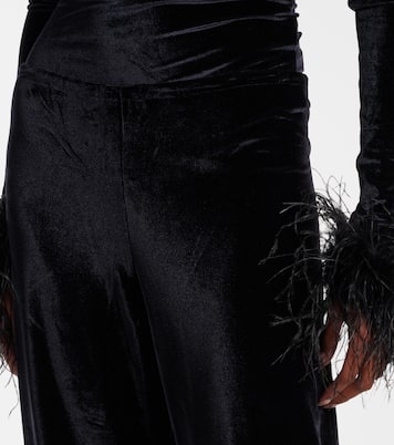 Pantaloni a gamba larga in velluto con piume | Oséree