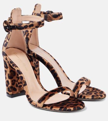 Gaeta 95 leopard-print velvet sandals | Gianvito Rossi
