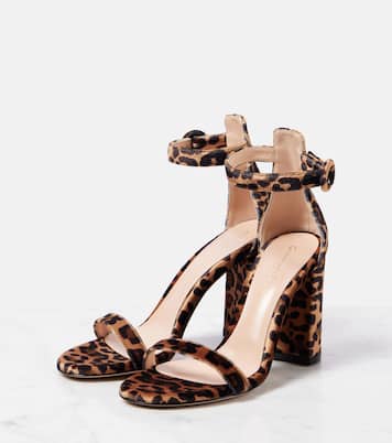 Gaeta 95 leopard-print velvet sandals | Gianvito Rossi