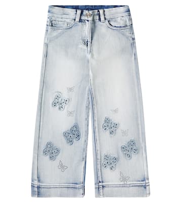 Jeans a gamba larga con cristalli | Monnalisa