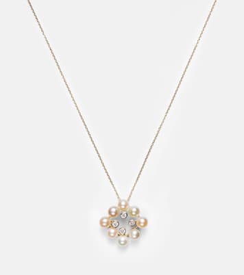 Collier Cluster en or 14 ct, perles et diamants | Mateo