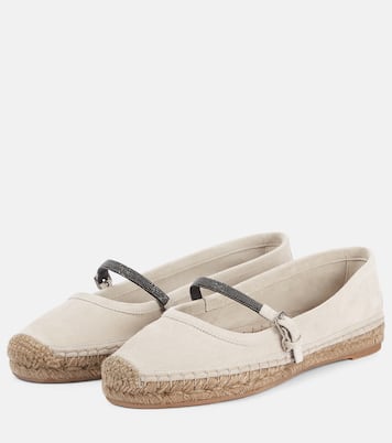 Espadrillas in suede con monili | Brunello Cucinelli
