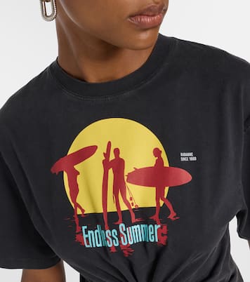 Printed cropped cotton jersey T-shirt | Rabanne