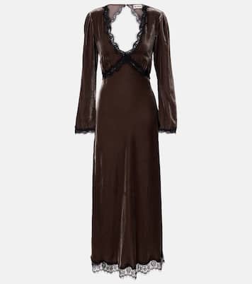 Alesha lace-trimmed velvet maxi dress | Rixo