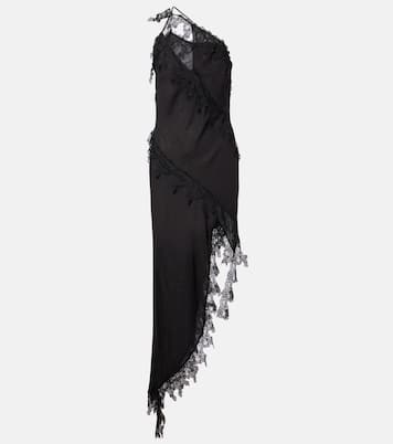 Asymmetric lace-trimmed midi dress | Blumarine