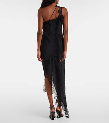 Asymmetric lace-trimmed midi dress | Blumarine