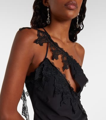 Asymmetric lace-trimmed midi dress | Blumarine