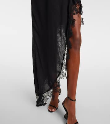 Asymmetric lace-trimmed midi dress | Blumarine
