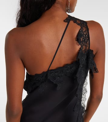 Asymmetric lace-trimmed midi dress | Blumarine