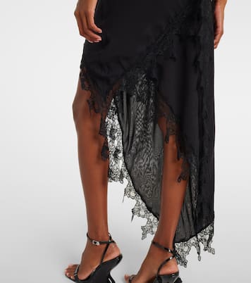Asymmetric lace-trimmed midi dress | Blumarine