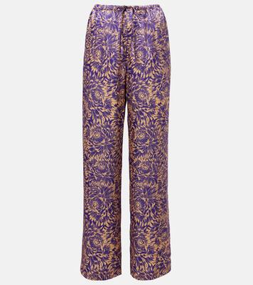 Floral silk satin wide-leg pants | Dries Van Noten