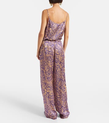 Floral silk satin wide-leg pants | Dries Van Noten