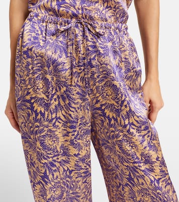 Floral silk satin wide-leg pants | Dries Van Noten