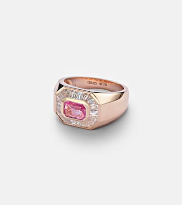 خاتم من الذهب الوردي 18 قيراط مع ياقوت وألماس  | Shay Jewelry