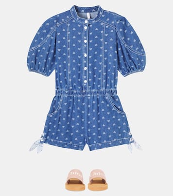 Printed denim playsuit | Zimmermann Kids