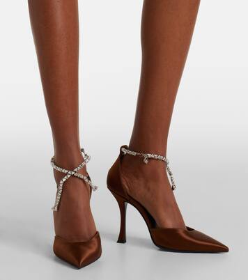 Stevie 100 crystal-embellished satin pumps | Jimmy Choo