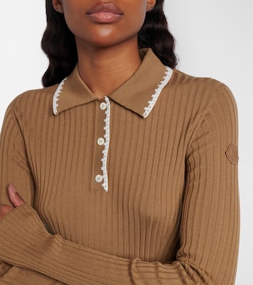 Ribbed-knit virgin wool polo sweater | Moncler