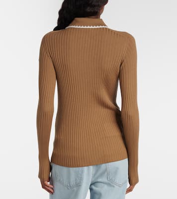 Ribbed-knit virgin wool polo sweater | Moncler
