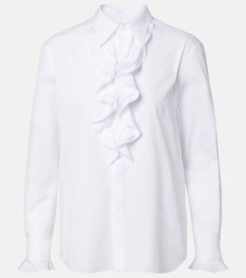 Camisa de popelín de algodón con volantes | Ralph Lauren Collection