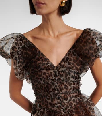 Leopard-print organza midi dress | Ganni