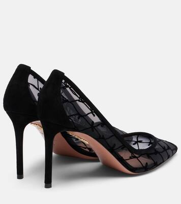 85 suede-trimmed mesh pumps | Aquazzura