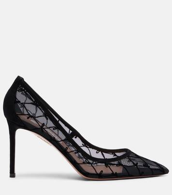 85 suede-trimmed mesh pumps | Aquazzura