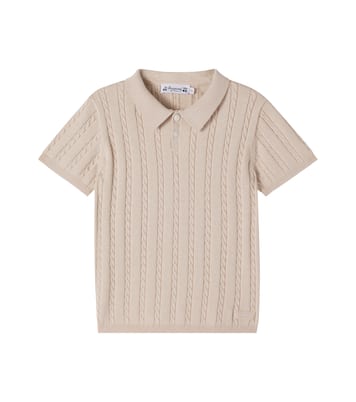 Cable-knit cotton and cashmere polo shirt | Bonpoint
