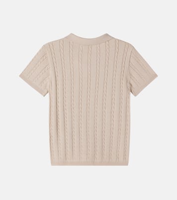 Cable-knit cotton and cashmere polo shirt | Bonpoint