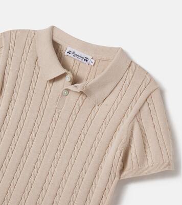 Cable-knit cotton and cashmere polo shirt | Bonpoint