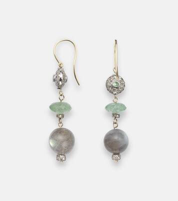 9kt gold (375/1000) and sterling silver (925) earrings with gemstones | Ileana Makri
