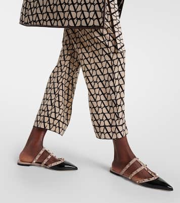 Valentino Garavani Rockstud patent leather slippers | Valentino Garavani