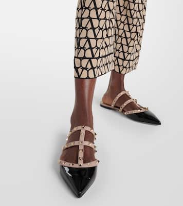 Valentino Garavani Rockstud patent leather slippers | Valentino Garavani