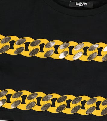 Camiseta cropped de algodón | Balmain Kids