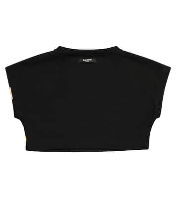 Camiseta cropped de algodón | Balmain Kids