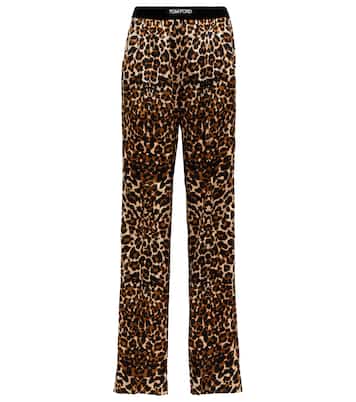 Leopard-print silk-blend straight pants | Tom Ford