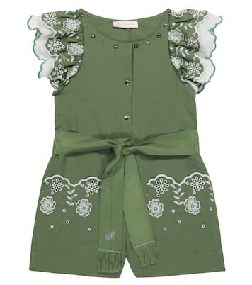 Playsuit aus Baumwolle und Lochspitze | Monnalisa