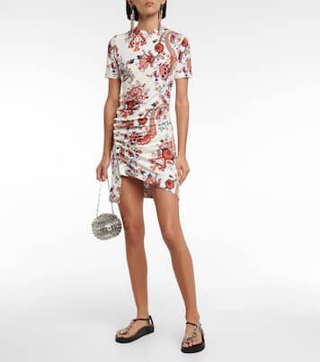 Floral asymmetric jersey minidress | Rabanne
