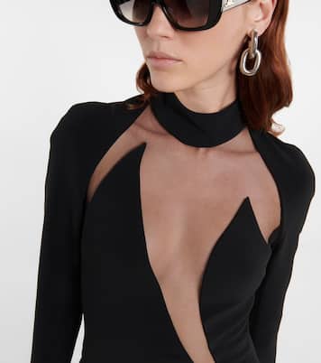 Mesh-panel mockneck minidress | David Koma