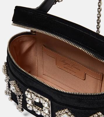 Vanity Small embellished velvet crossbody bag in black