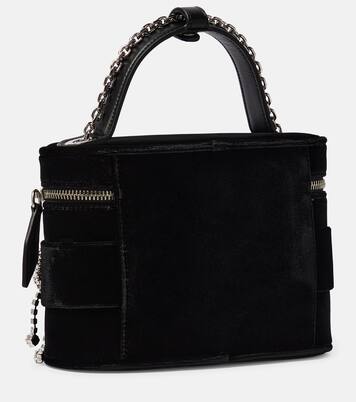 Vanity Small embellished velvet crossbody bag in black
