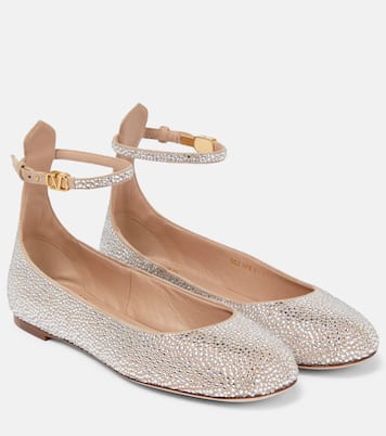 Tan-Go embellished suede ballet flats | Valentino Garavani